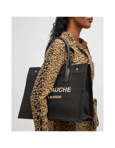 Saint Laurent Rive Gauche Small Tote Bag In Raffia,YSL,BAGS