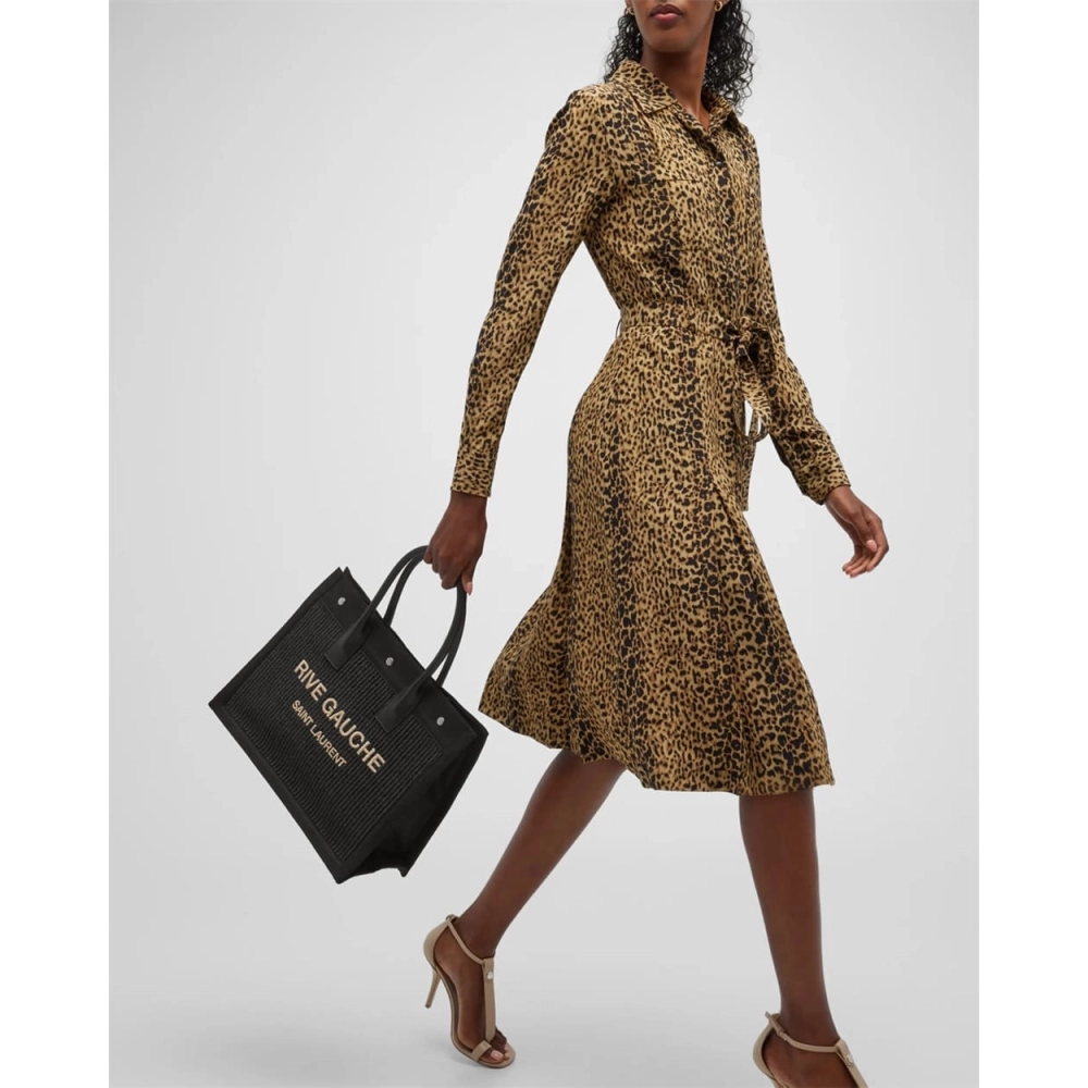 Saint Laurent Rive Gauche Small Tote Bag In Raffia,YSL,BAGS