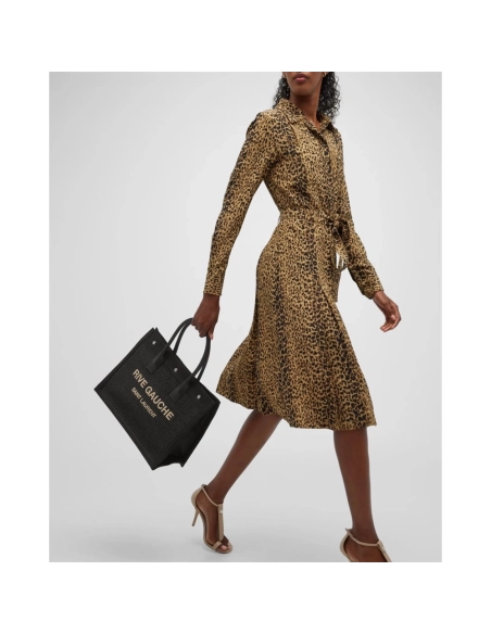 Saint Laurent Rive Gauche Small Tote Bag In Raffia,YSL,BAGS