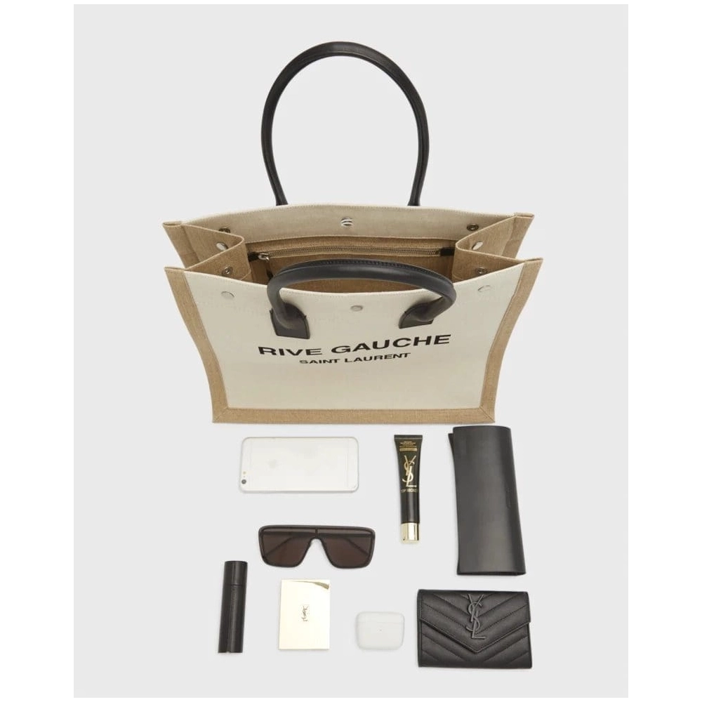 Saint Laurent Rive Gauche Small Tote In Canvas,YSL,BAGS