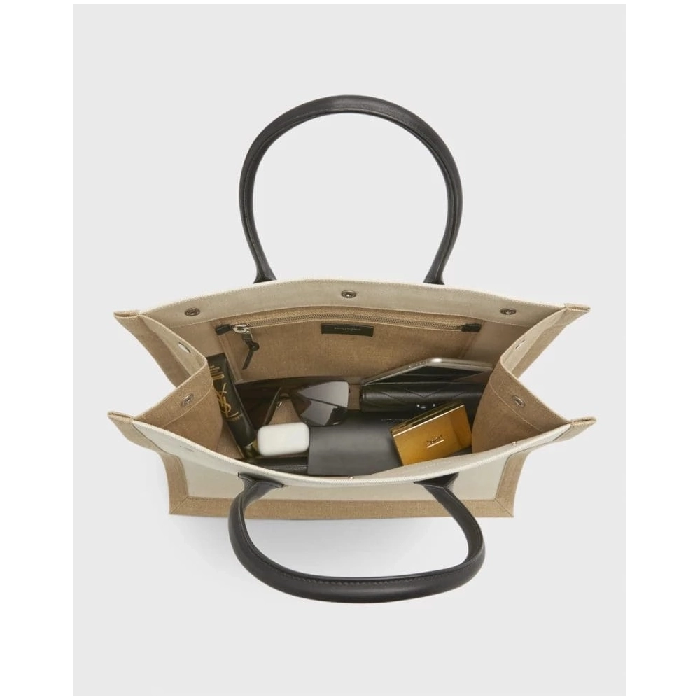 Saint Laurent Rive Gauche Small Tote In Canvas,YSL,BAGS