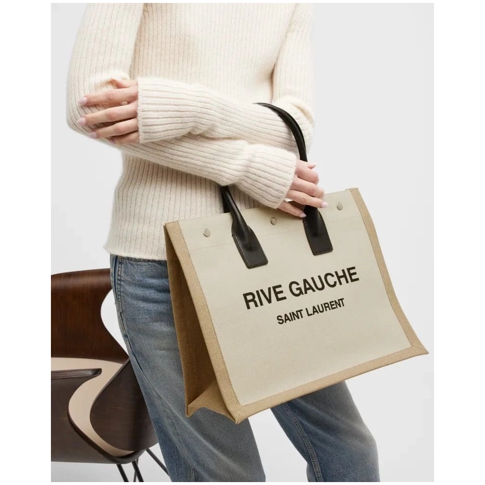 Saint Laurent Rive Gauche Small Tote In Canvas,YSL,BAGS