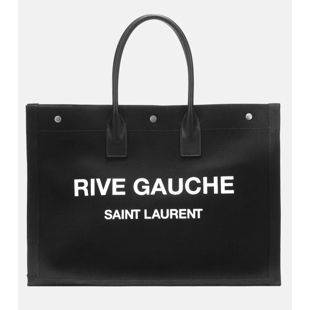 Saint Laurent Rive Gauche Tote Bag In Canvas BLACK,YSL,BAGS