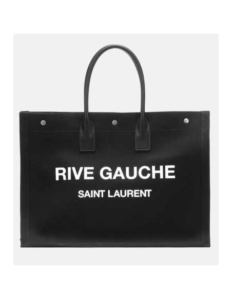 Saint Laurent Rive Gauche Tote Bag In Canvas BLACK,YSL,BAGS