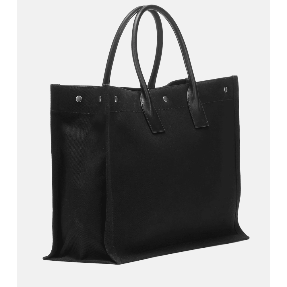 Saint Laurent Rive Gauche Tote Bag In Canvas BLACK,YSL,BAGS