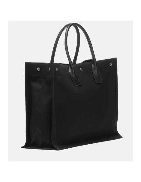 Saint Laurent Rive Gauche Tote Bag In Canvas BLACK,YSL,BAGS