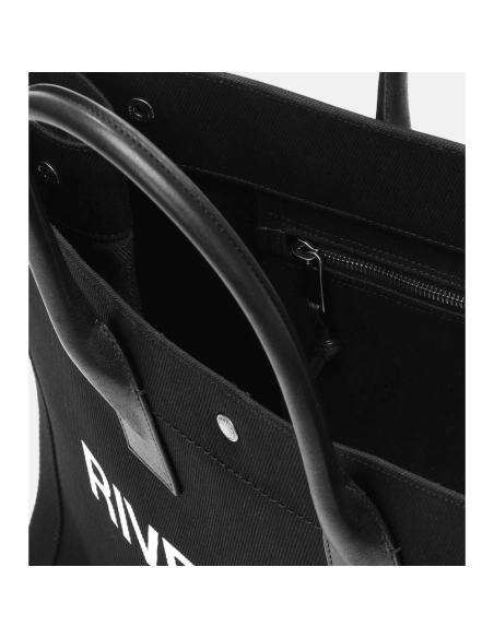 Saint Laurent Rive Gauche Tote Bag In Canvas BLACK,YSL,BAGS