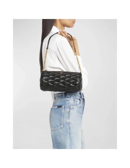 Saint Laurent Sade Medium YSL Tube Shoulder Bag In Quilted Smooth Leather,YSL,BAGS