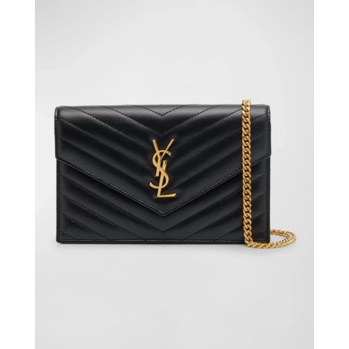 Saint Laurent Small YSL Wallet On Chain In Quilted Leather,YSL,BAGS