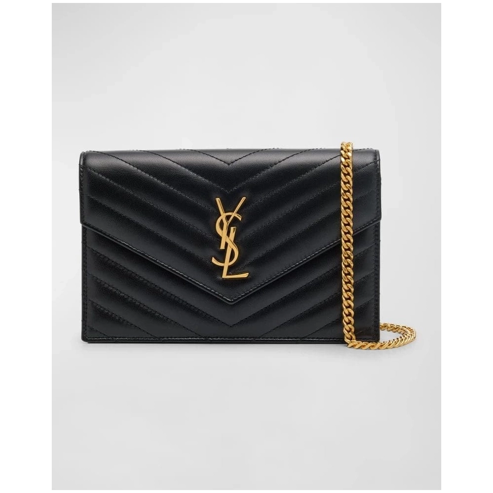 Saint Laurent Small YSL Wallet On Chain In Quilted Leather,YSL,BAGS