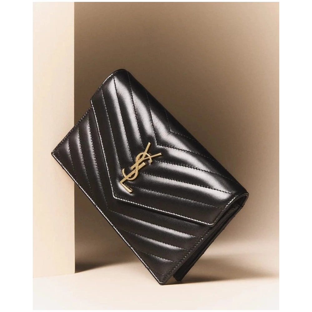 Saint Laurent Small YSL Wallet On Chain In Quilted Leather,YSL,BAGS