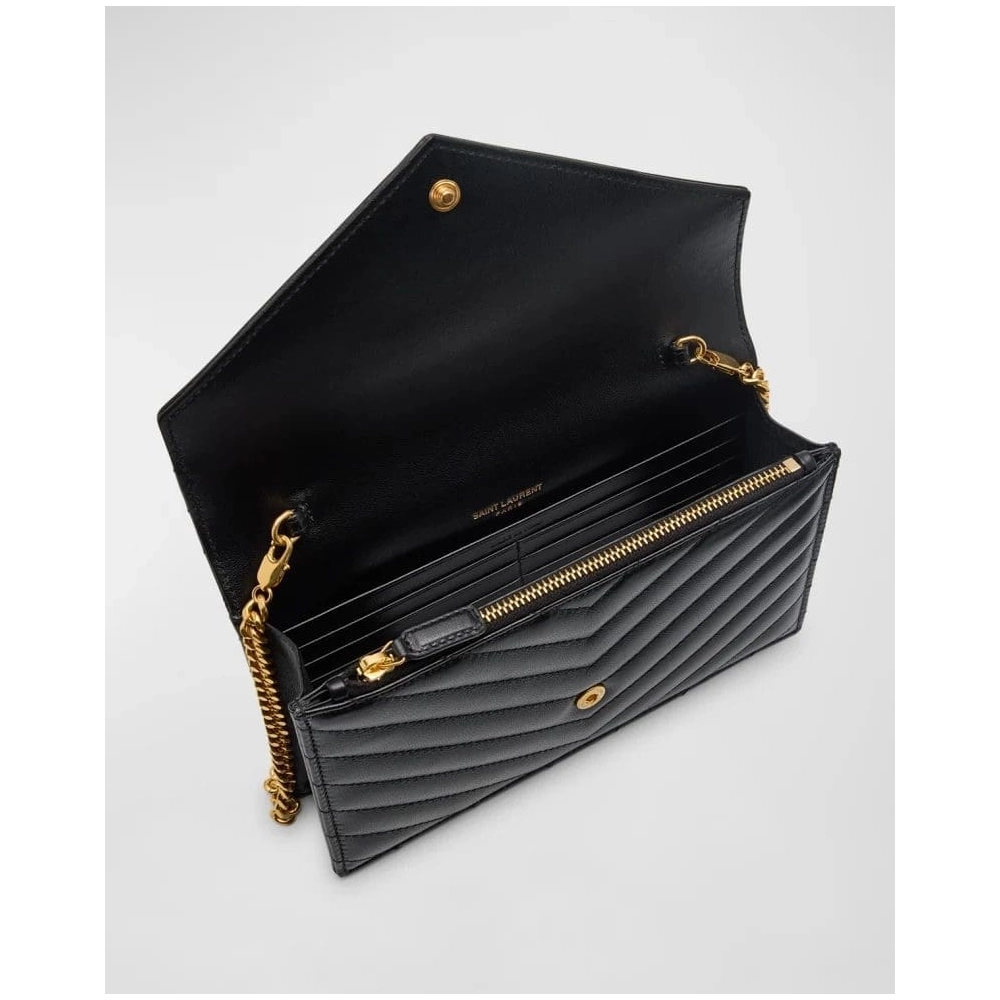 Saint Laurent Small YSL Wallet On Chain In Quilted Leather,YSL,BAGS