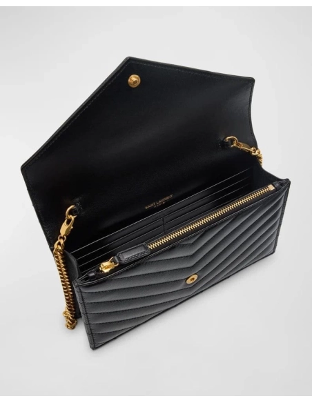 Saint Laurent Small YSL Wallet On Chain In Quilted Leather,YSL,BAGS