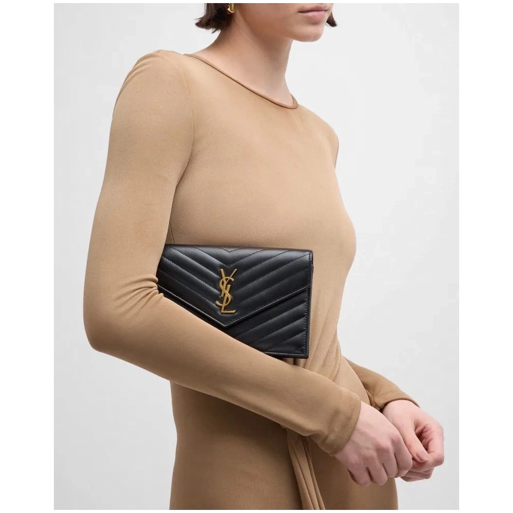 Saint Laurent Small YSL Wallet On Chain In Quilted Leather,YSL,BAGS