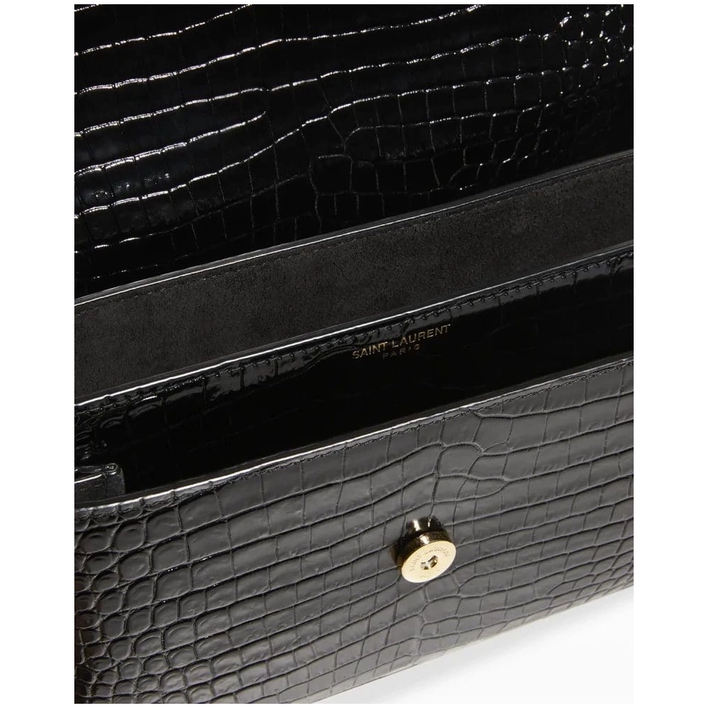 Saint Laurent Sunset Medium YSL Crossbody Bag In Croc Embossed Leather,YSL,BAGS