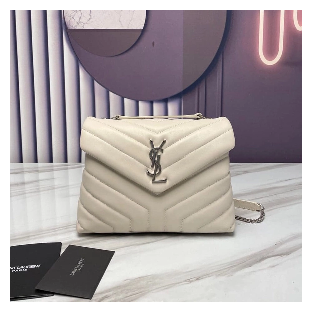 Saint Laurent YSL LOULOU SMALL CHAIN BAG WHITE,YSL,BAGS