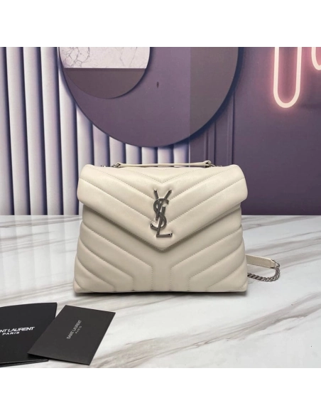 Saint Laurent YSL LOULOU SMALL CHAIN BAG WHITE,YSL,BAGS