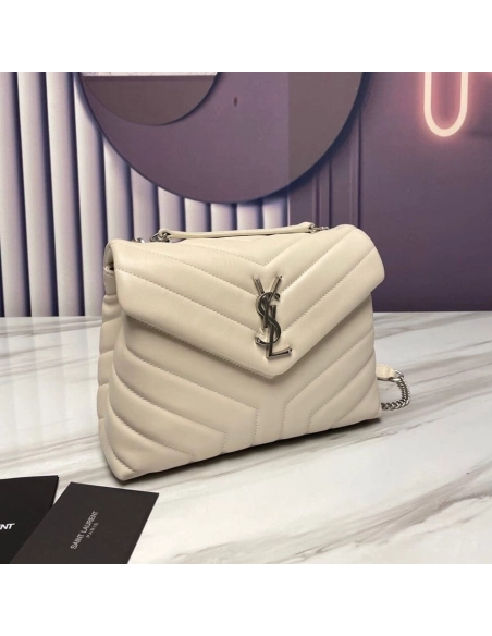 Saint Laurent YSL LOULOU SMALL CHAIN BAG WHITE,YSL,BAGS
