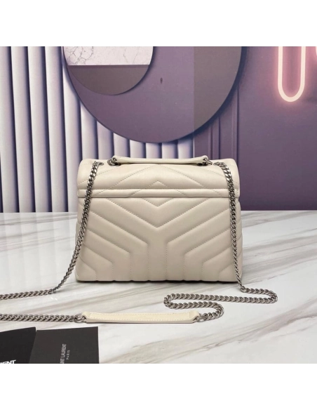 Saint Laurent YSL LOULOU SMALL CHAIN BAG WHITE,YSL,BAGS