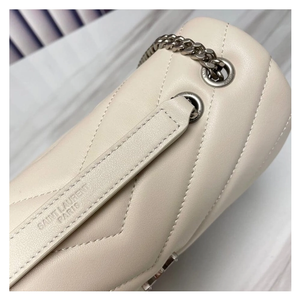 Saint Laurent YSL LOULOU SMALL CHAIN BAG WHITE,YSL,BAGS