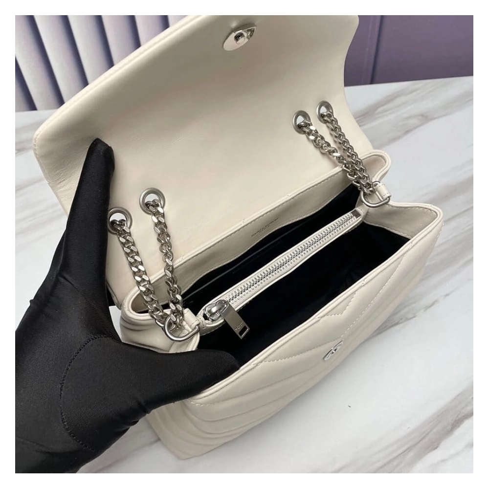 Saint Laurent YSL LOULOU SMALL CHAIN BAG WHITE,YSL,BAGS