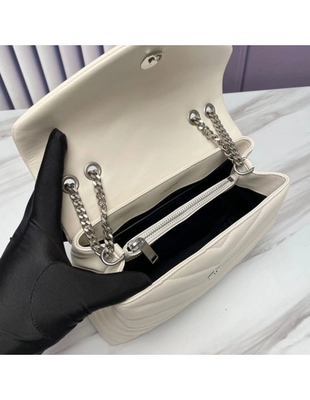 Saint Laurent YSL LOULOU SMALL CHAIN BAG WHITE,YSL,BAGS