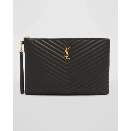 Saint Laurent YSL Monogram Large Pouch In Smooth Leather,YSL,BAGS
