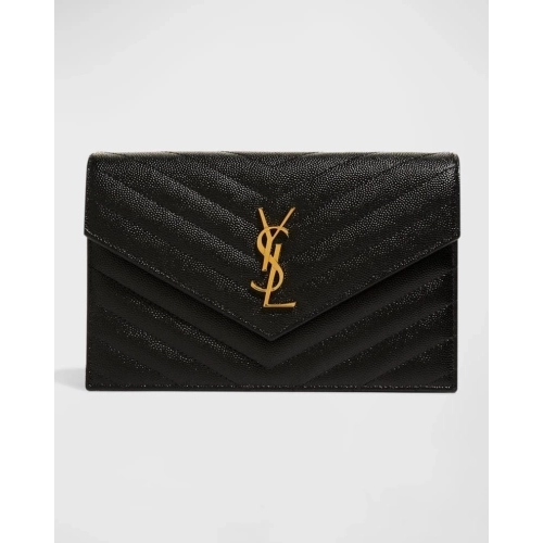 Saint Laurent YSL Monogram Small Wallet On Chain In Grained Leather,YSL,BAGS
