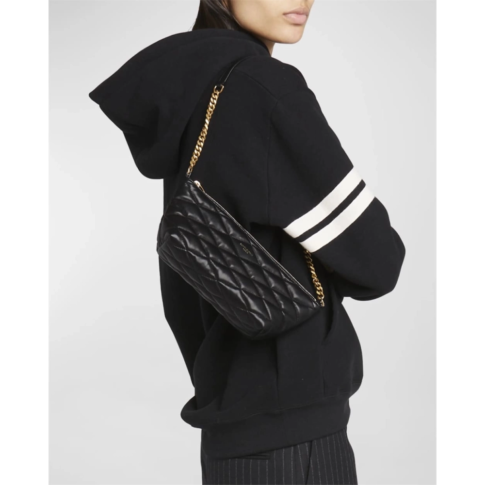 Saint Laurent Ziptop Mini Shoulder Bag In Quilted Smooth Leather,YSL,BAGS