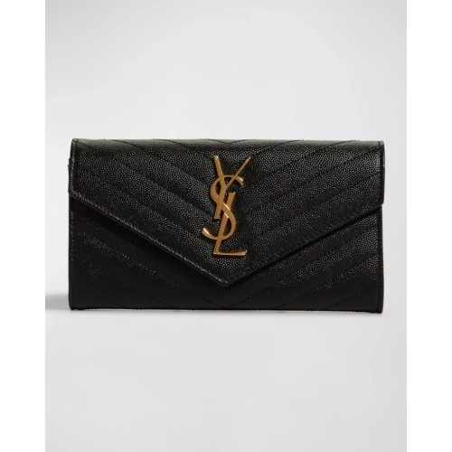 YSL Monogram Large Flap Wallet In Grained Leather,YSL,BAGS