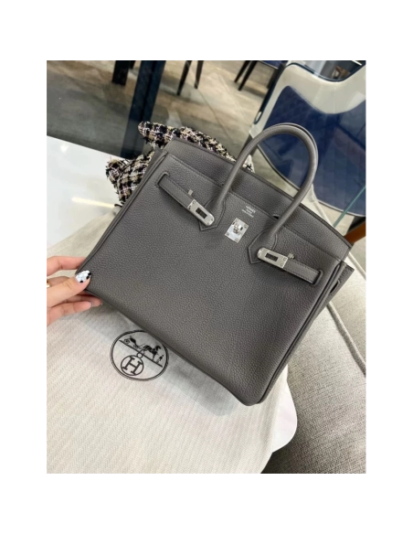Hermes Birkin 25 Gris Meyer Togo Leather Palladium Hardware,Hermes,BAGS