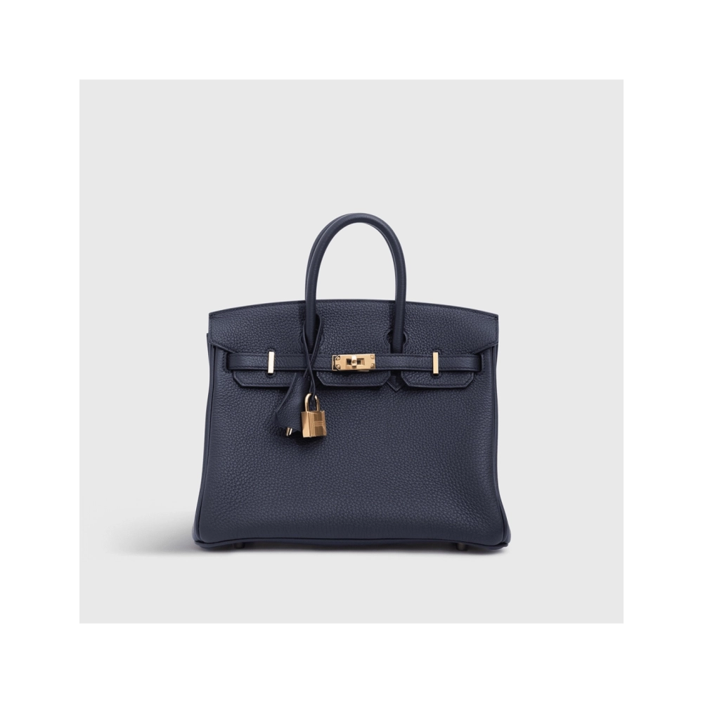 Hermes Birkin 25 Togo Black Blue Sapphire Gold Hardware,Hermes,BAGS