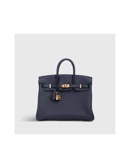 Hermes Birkin 25 Togo Black Blue Sapphire Gold Hardware,Hermes,BAGS