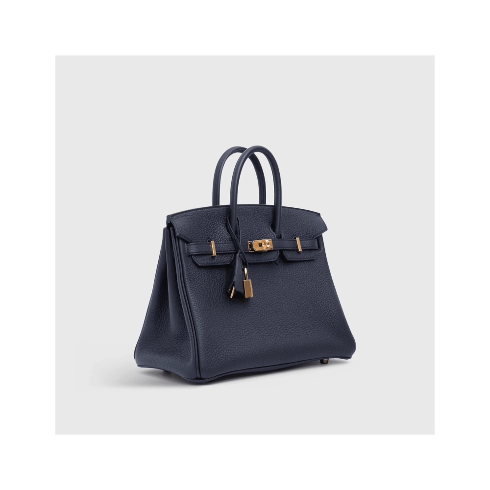 Hermes Birkin 25 Togo Black Blue Sapphire Gold Hardware,Hermes,BAGS