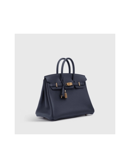Hermes Birkin 25 Togo Black Blue Sapphire Gold Hardware,Hermes,BAGS