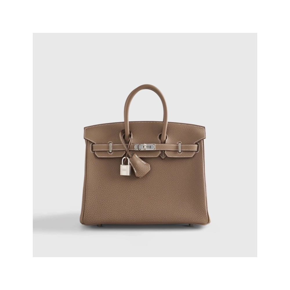 Hermes Birkin 25 Togo Etoupe Palladium Hardware Retourne,Hermes,BAGS