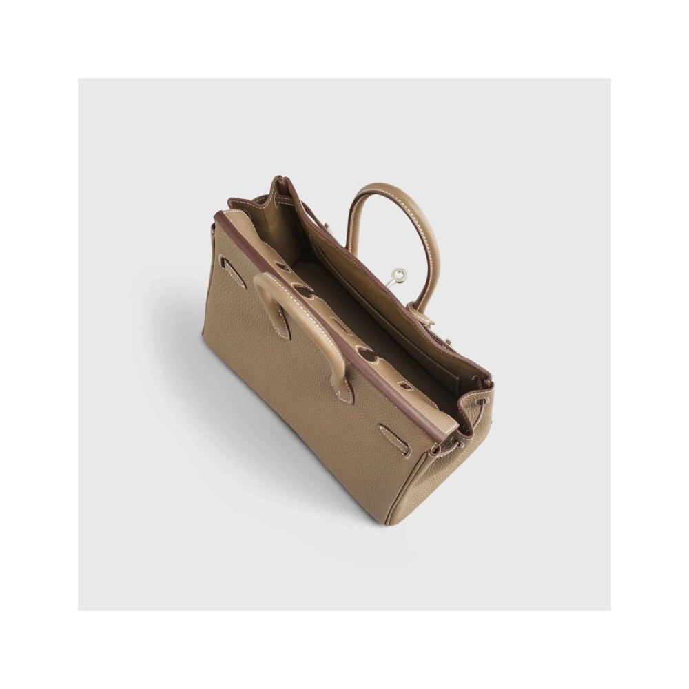 Hermes Birkin 25 Togo Etoupe Palladium Hardware Retourne,Hermes,BAGS