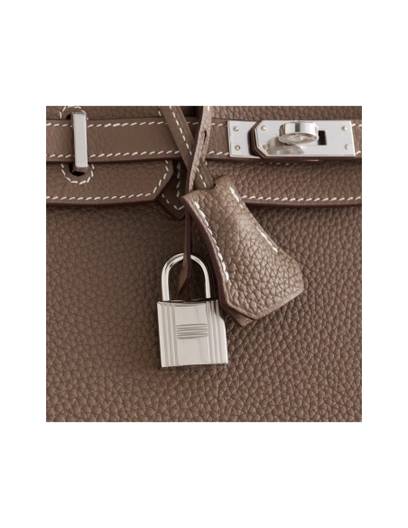 Hermes Birkin 25 Togo Etoupe Palladium Hardware Retourne,Hermes,BAGS