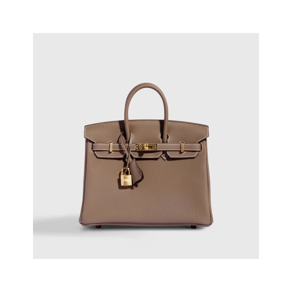 Hermes Birkin 25 Togo Etoupe Retourne Gold Hardware,Hermes,BAGS