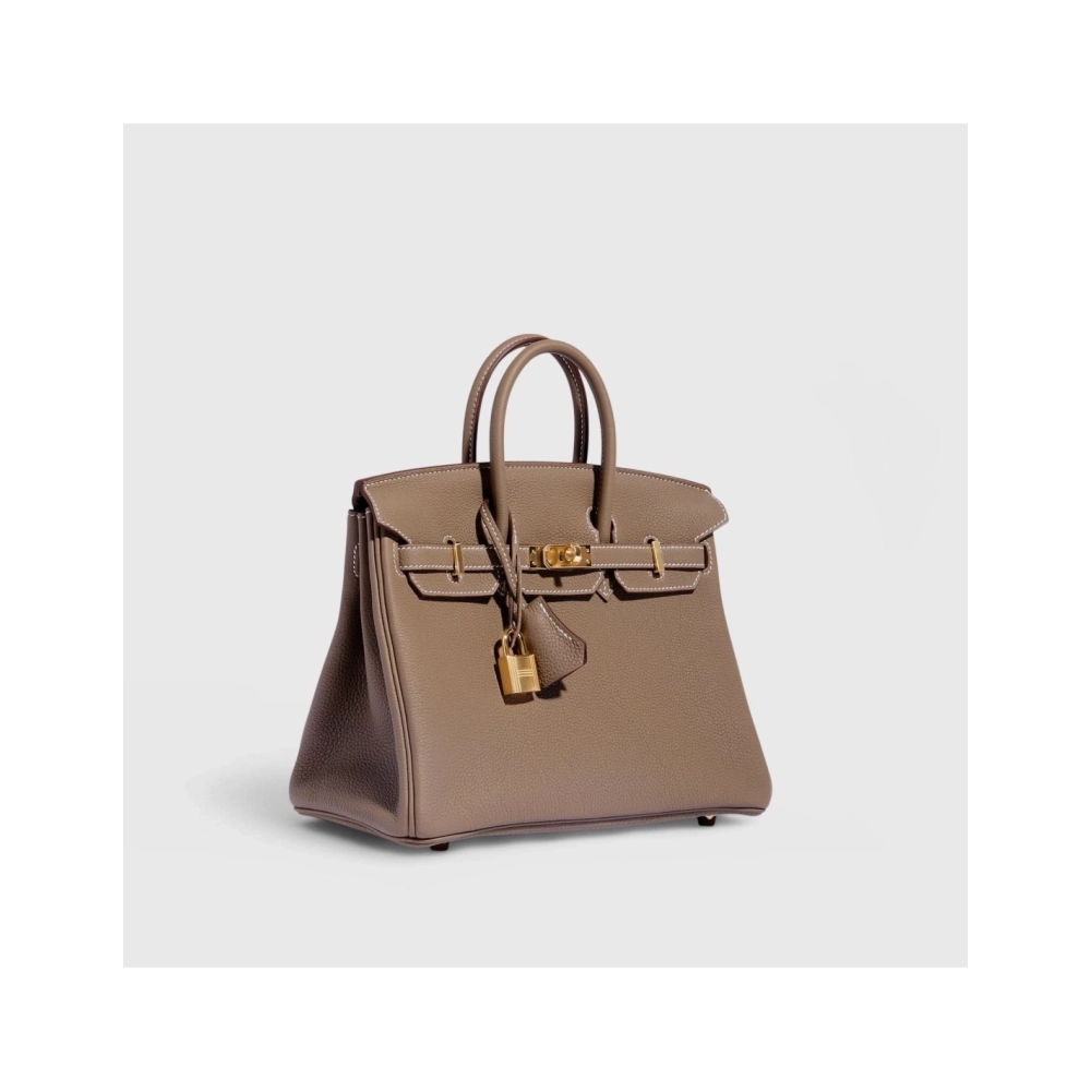 Hermes Birkin 25 Togo Etoupe Retourne Gold Hardware,Hermes,BAGS