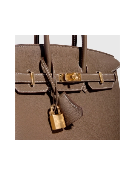 Hermes Birkin 25 Togo Etoupe Retourne Gold Hardware,Hermes,BAGS