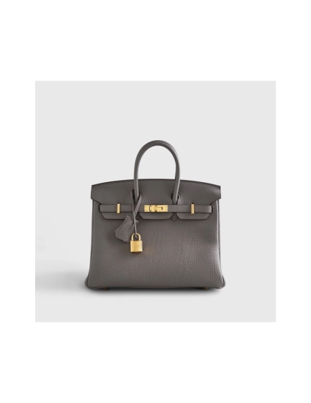 Hermes Birkin 25 Togo Gris Etain Gold Hardware,Hermes,BAGS
