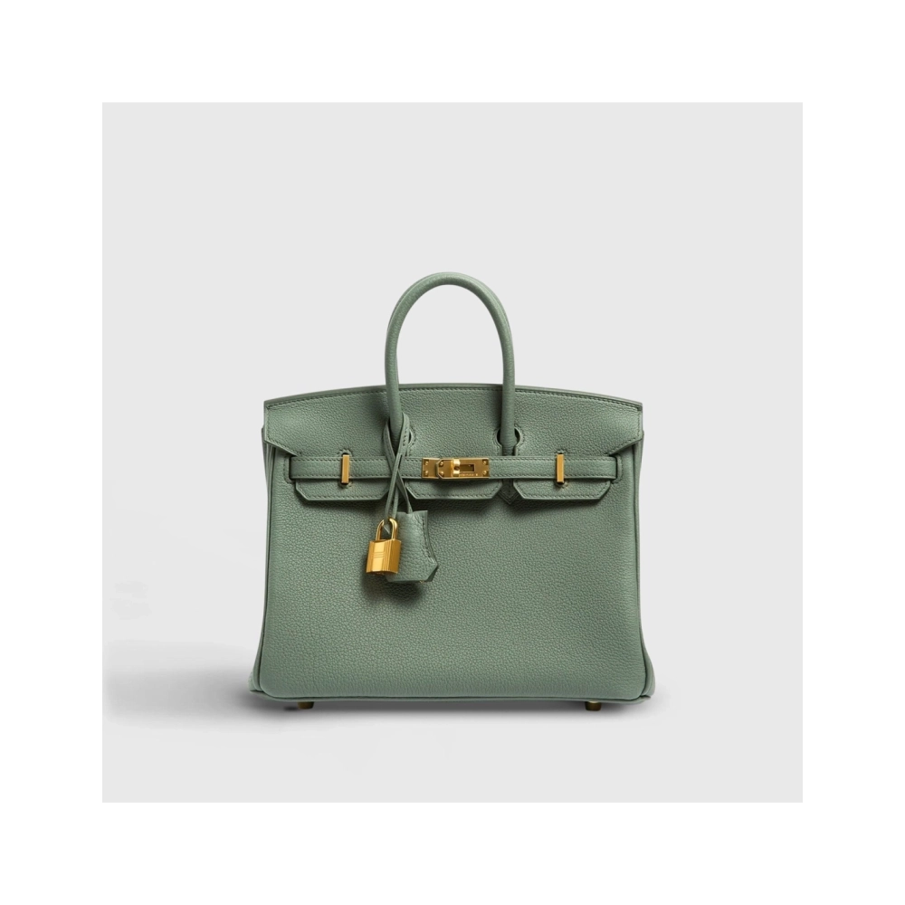 Hermes Birkin 25 Togo Vert Amande Gold Hardware Retourne,Hermes,BAGS