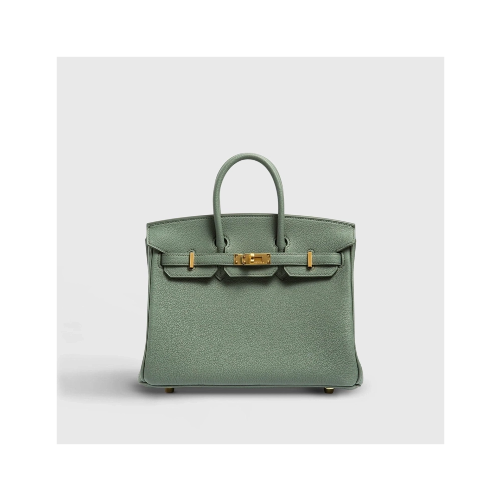 Hermes Birkin 25 Togo Vert Amande Gold Hardware Retourne,Hermes,BAGS