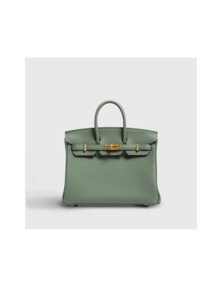 Hermes Birkin 25 Togo Vert Amande Gold Hardware Retourne,Hermes,BAGS