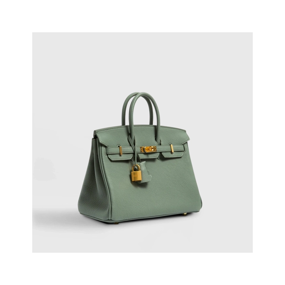 Hermes Birkin 25 Togo Vert Amande Gold Hardware Retourne,Hermes,BAGS