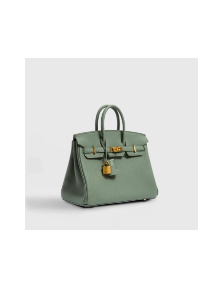 Hermes Birkin 25 Togo Vert Amande Gold Hardware Retourne,Hermes,BAGS