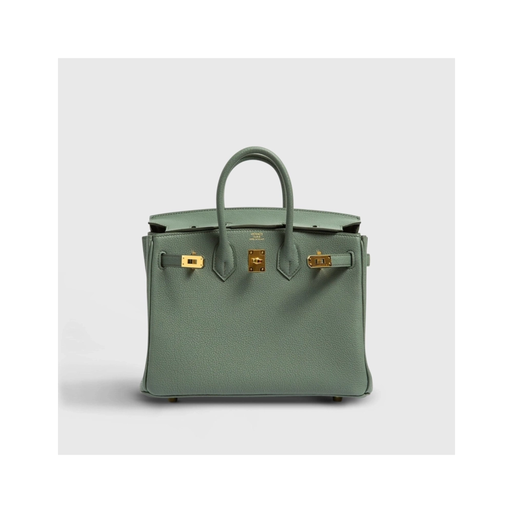 Hermes Birkin 25 Togo Vert Amande Gold Hardware Retourne,Hermes,BAGS