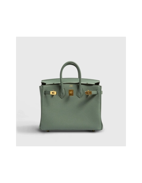 Hermes Birkin 25 Togo Vert Amande Gold Hardware Retourne,Hermes,BAGS