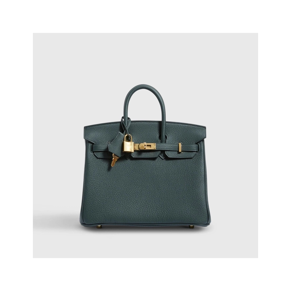 Hermes Birkin 25 Togo Vert Fonce Gold Hardware,Hermes,BAGS